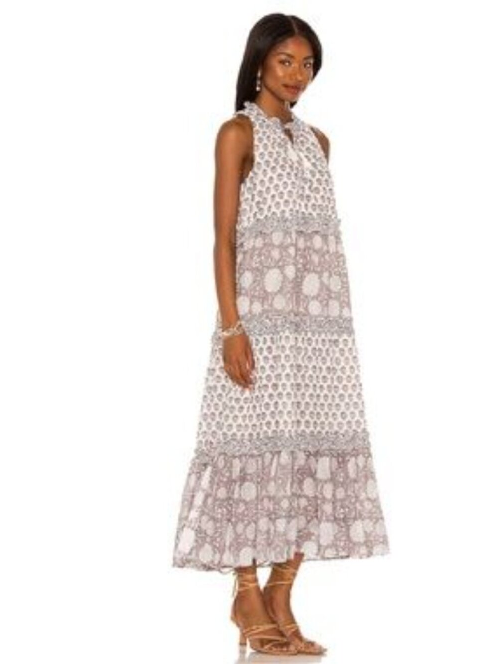 Cleobella Maddelyn Maxi Dress in Mauve Mix Print L